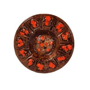 Vintage Astrology Ceramic Ashtray MCM Retro Orange Zodiac Horoscope Pottery